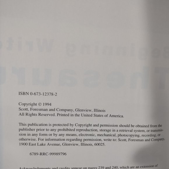 Beginning Writer's Thesaurus/Grade Level 3 by Scott Foresman 1993 Hardcover - Picture 5 of 6
